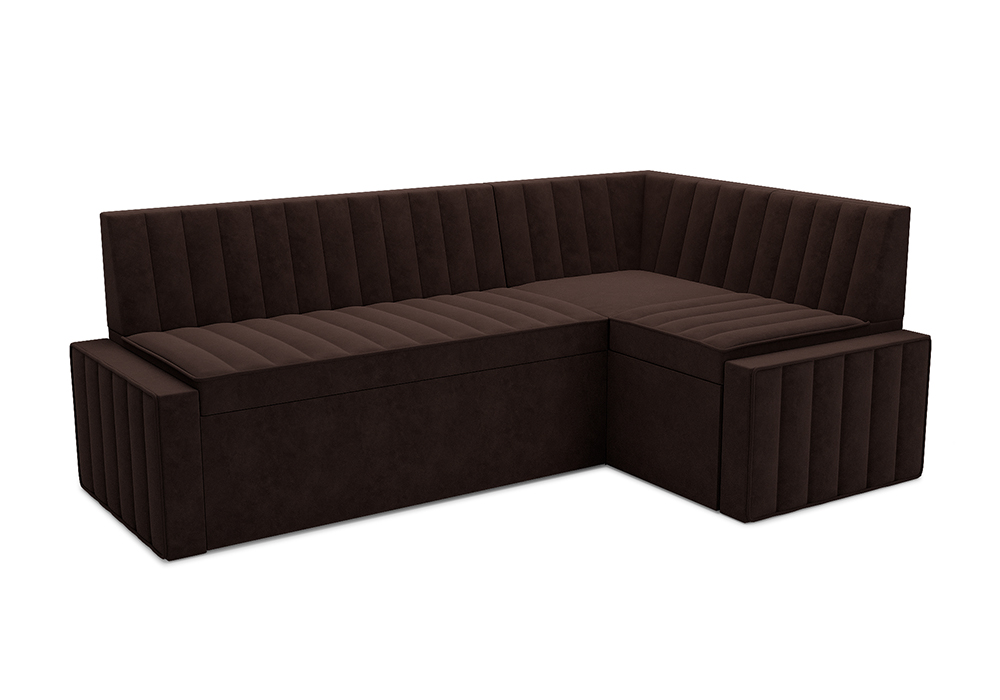 Кухонный угловой диван дельфин Вермут микровелюр коричневый