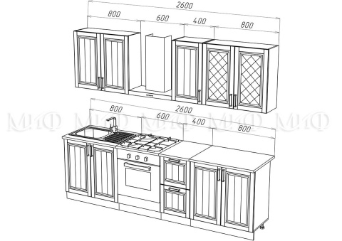 Кухонный Гарнитур Настенька 2000 мм МДФ/Разные Цвета