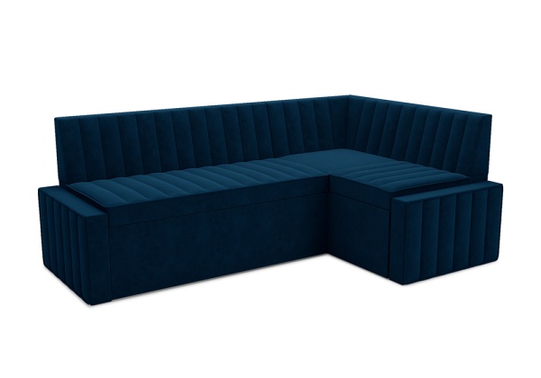 Кухонный угловой диван дельфин Вермут велюр темно-синий
